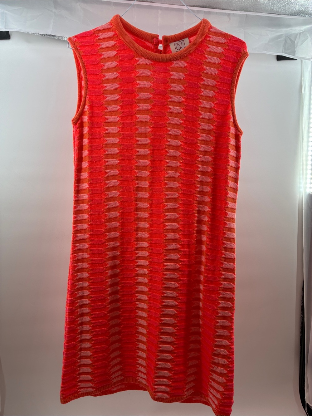 Howe Neon Orange and Hot Pink Openwork Knit Top
